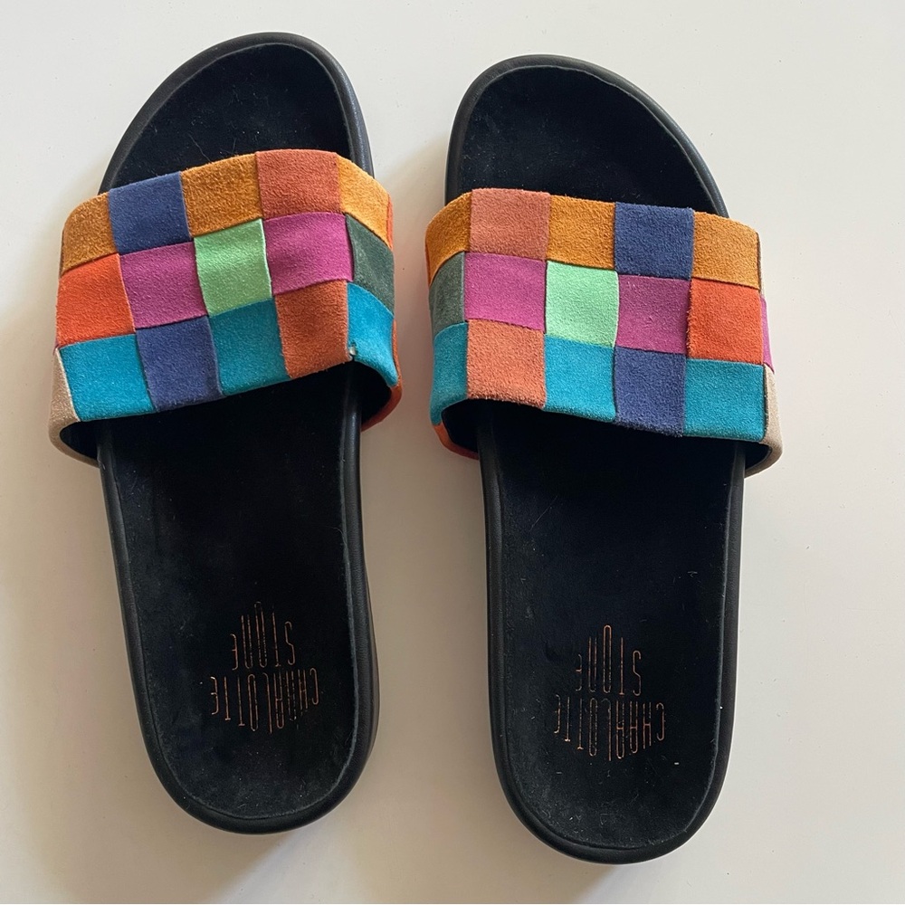 Charlotte Stone Jacquie Multicolor Woven Patchwork Suede Sandals - Picture 6 of 12